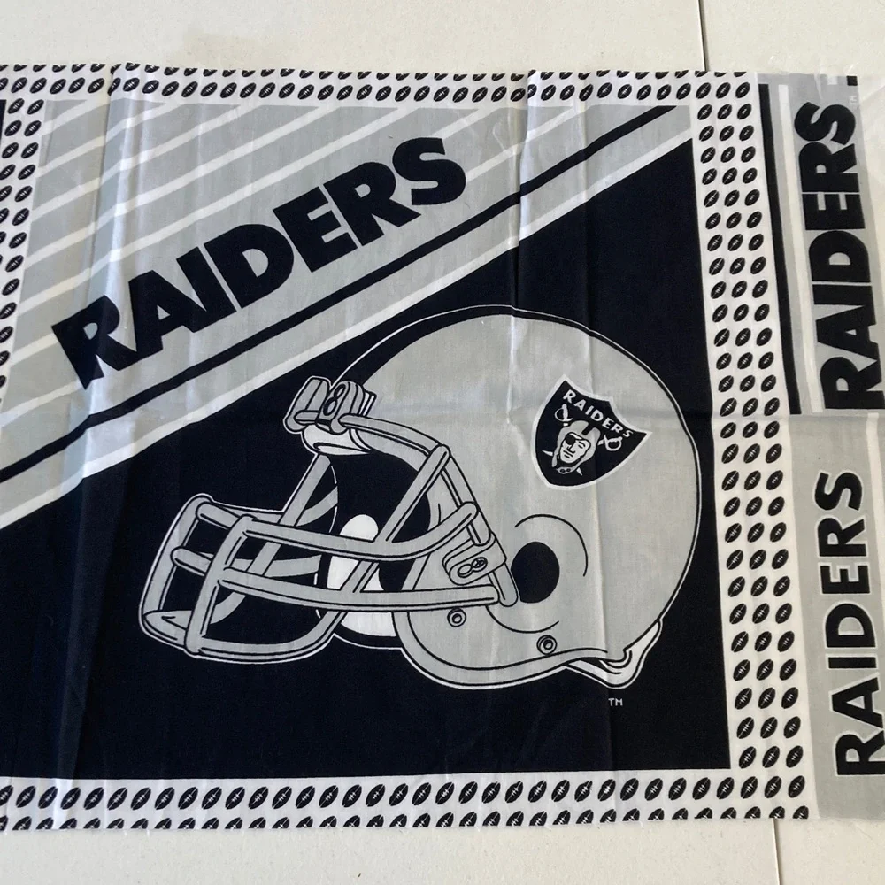 Raiders Black and White Fabric approximately 16”‎ x 38”